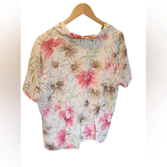 Alfred Dunner Short Sleeve Floral Shirt Size 16 - Picture 3 of 3